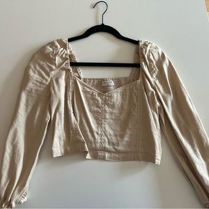 Aritzia Babaton Linen Beige Top